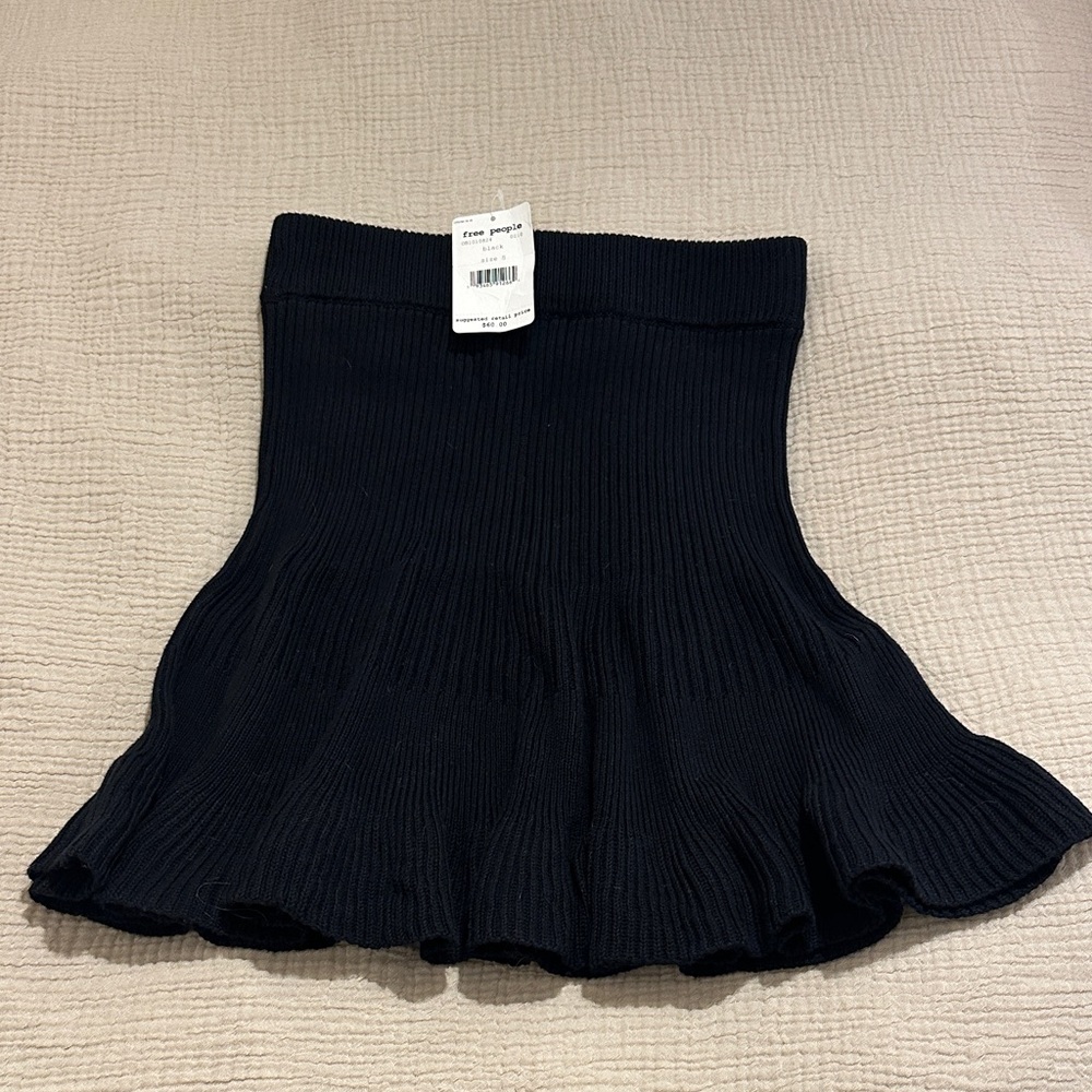 Free People Black A-Line Knit Skirt